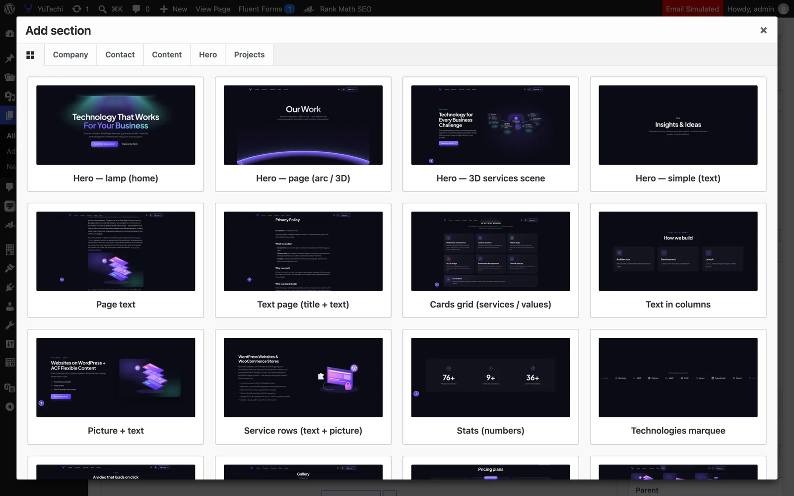 Choosing an ACF Flexible Content section by its preview picture