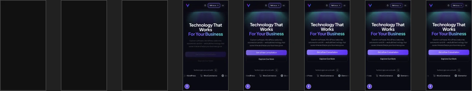 Lighthouse filmstrip: how our home page appears on a phone, frame by frame